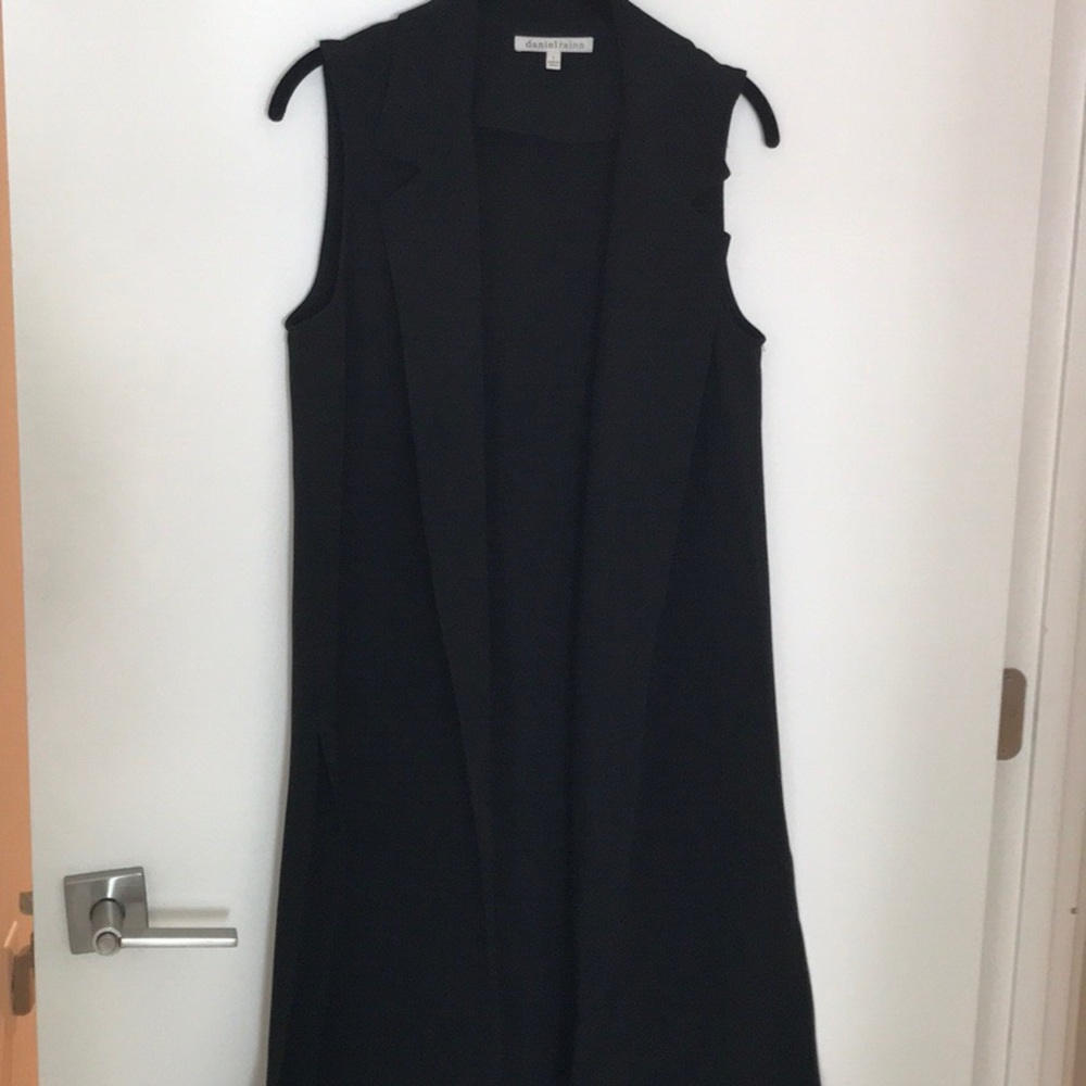 Long knee length black Daniel Rainn vest